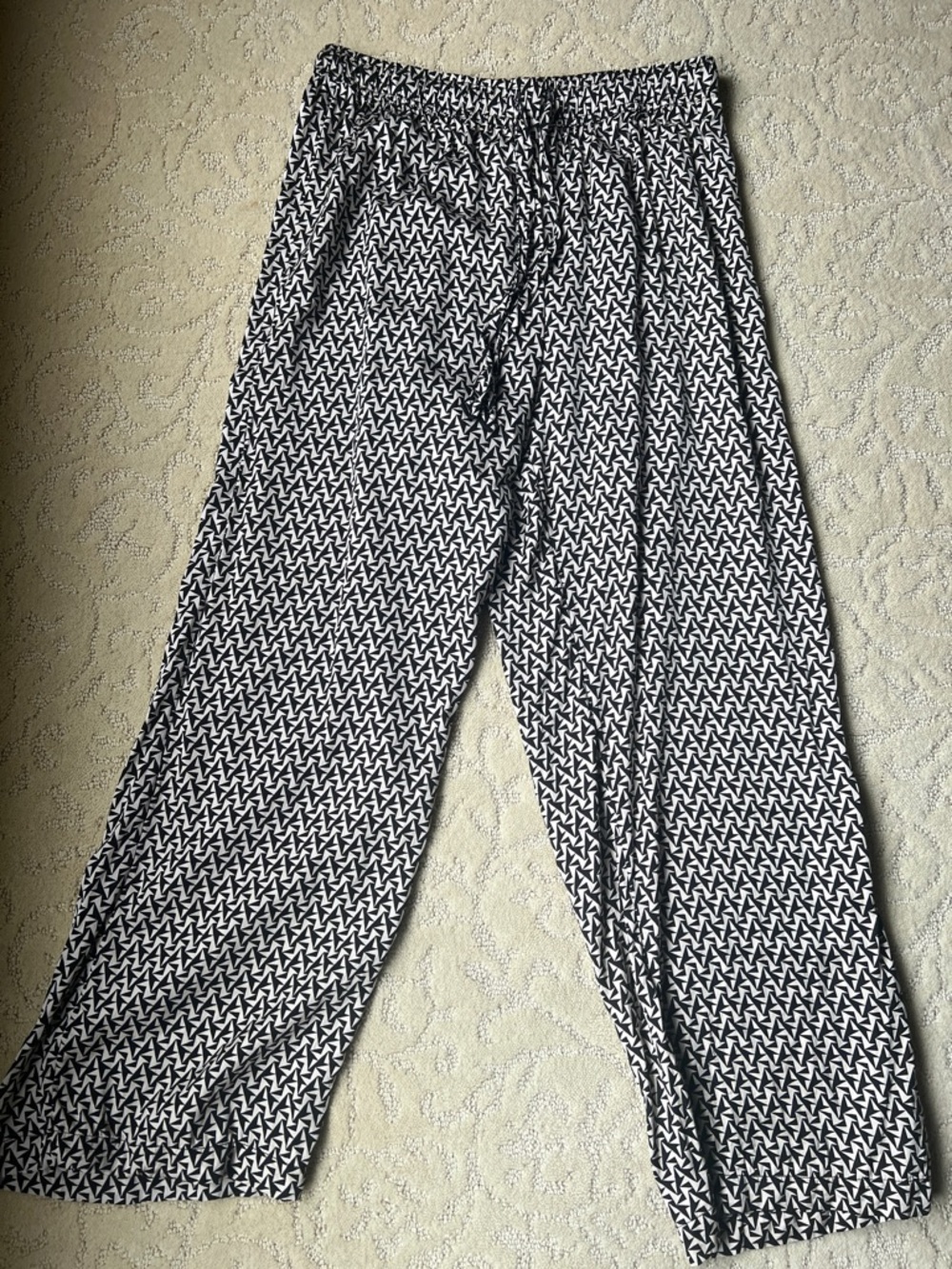 Anthropologie Black & White Chevron Wide-Leg Pants